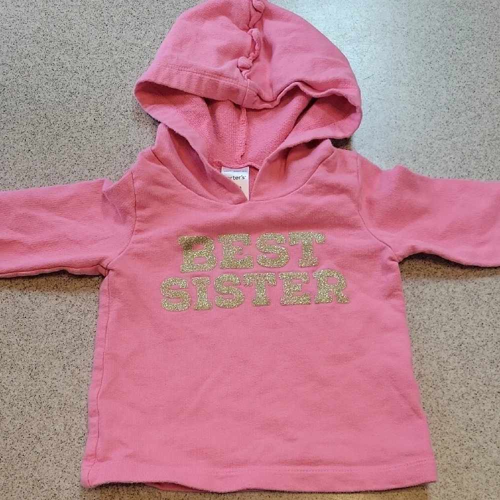 Carter's Pink 'Best Sister' Hoodie Size 9 Months